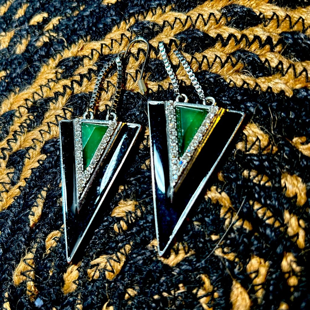Green and Black Earrings